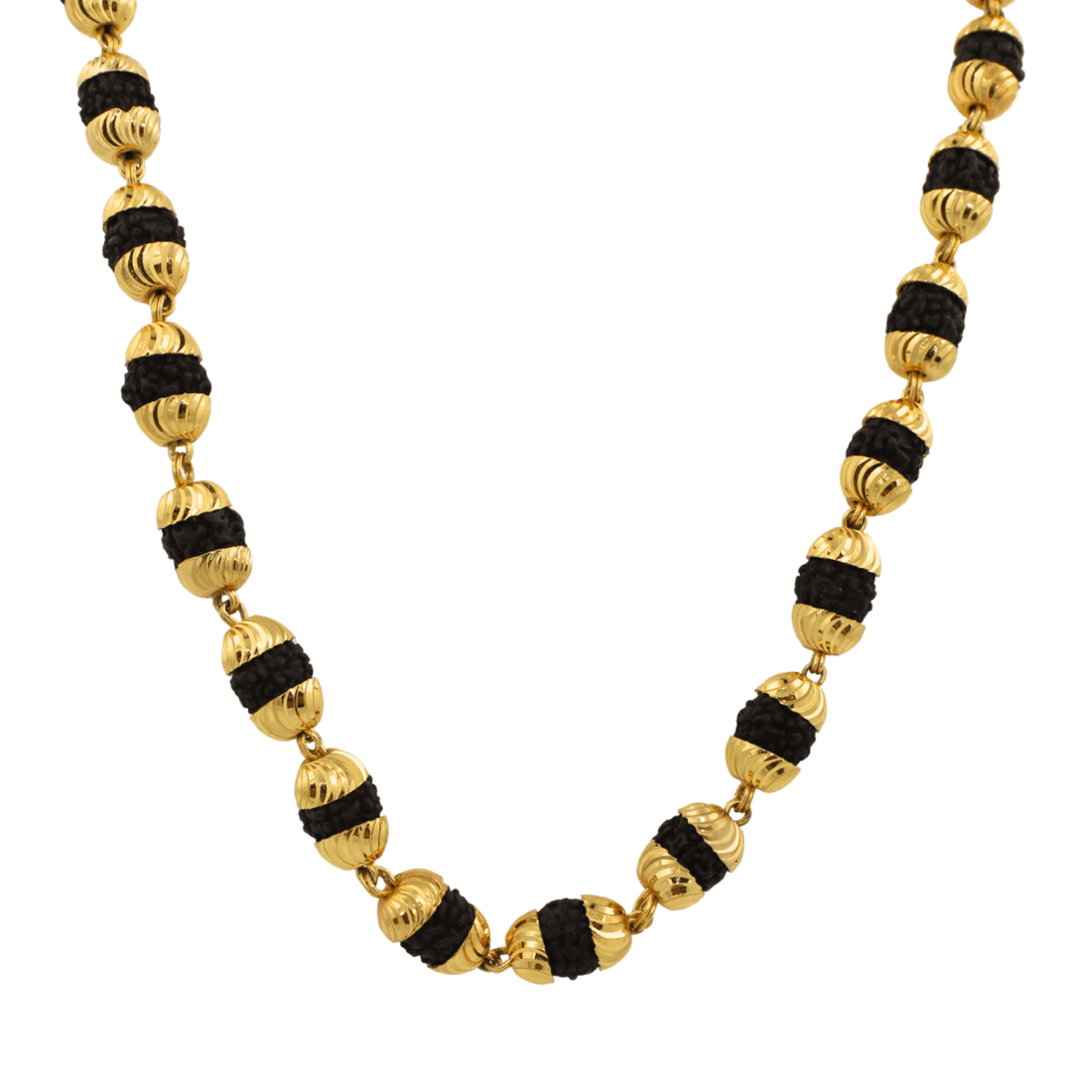 Gold-Plated Rudraksha Mala for Men | Traditional Black & Gold Beaded Necklace