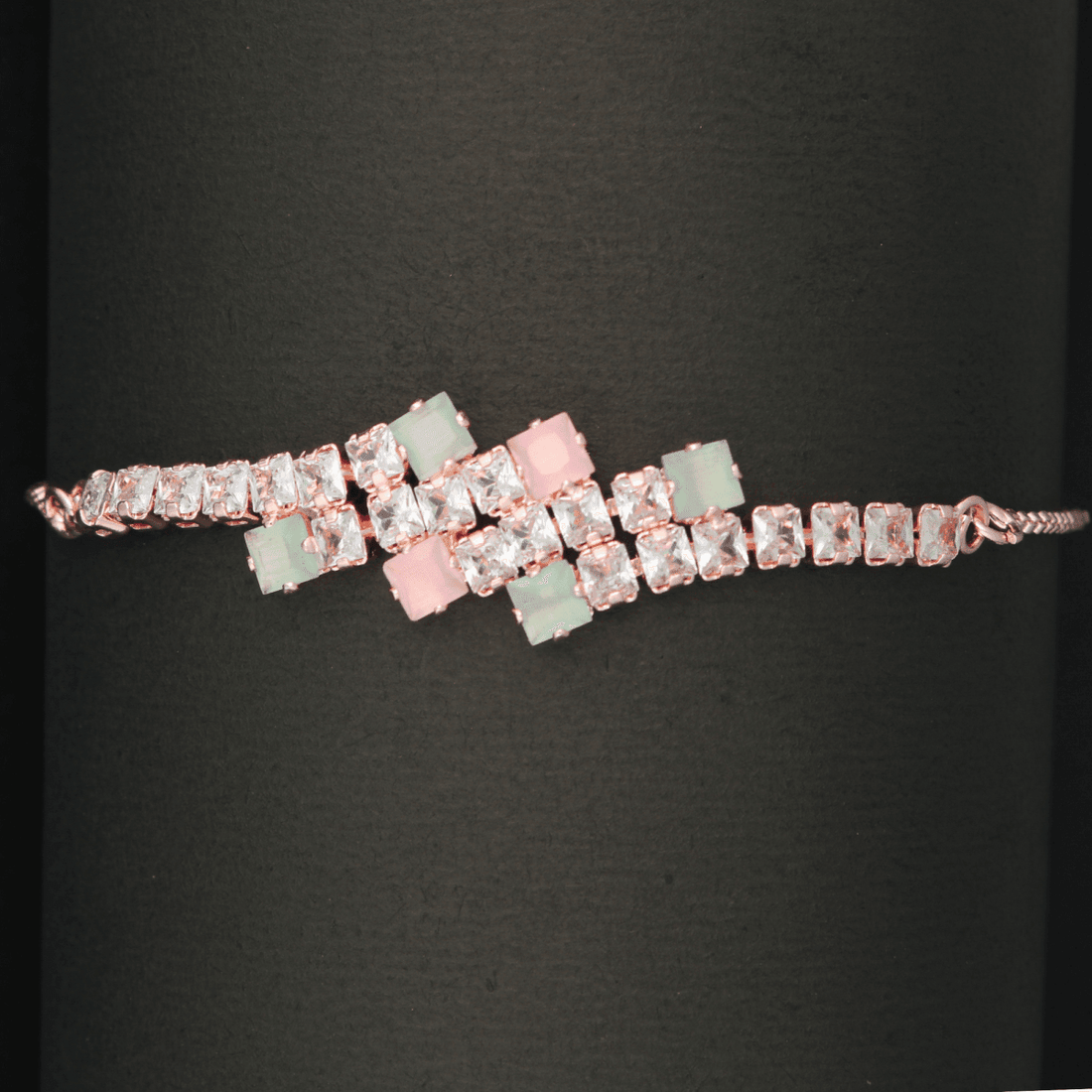 Pastel Charm Crystal Bracelet – Elegant Sparkle with Rose Gold Finish, Adjustable Fit