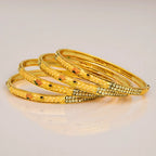 4 Piece Gold Plated Bangles with Peacock Enamel & Stone Studded Design for Women