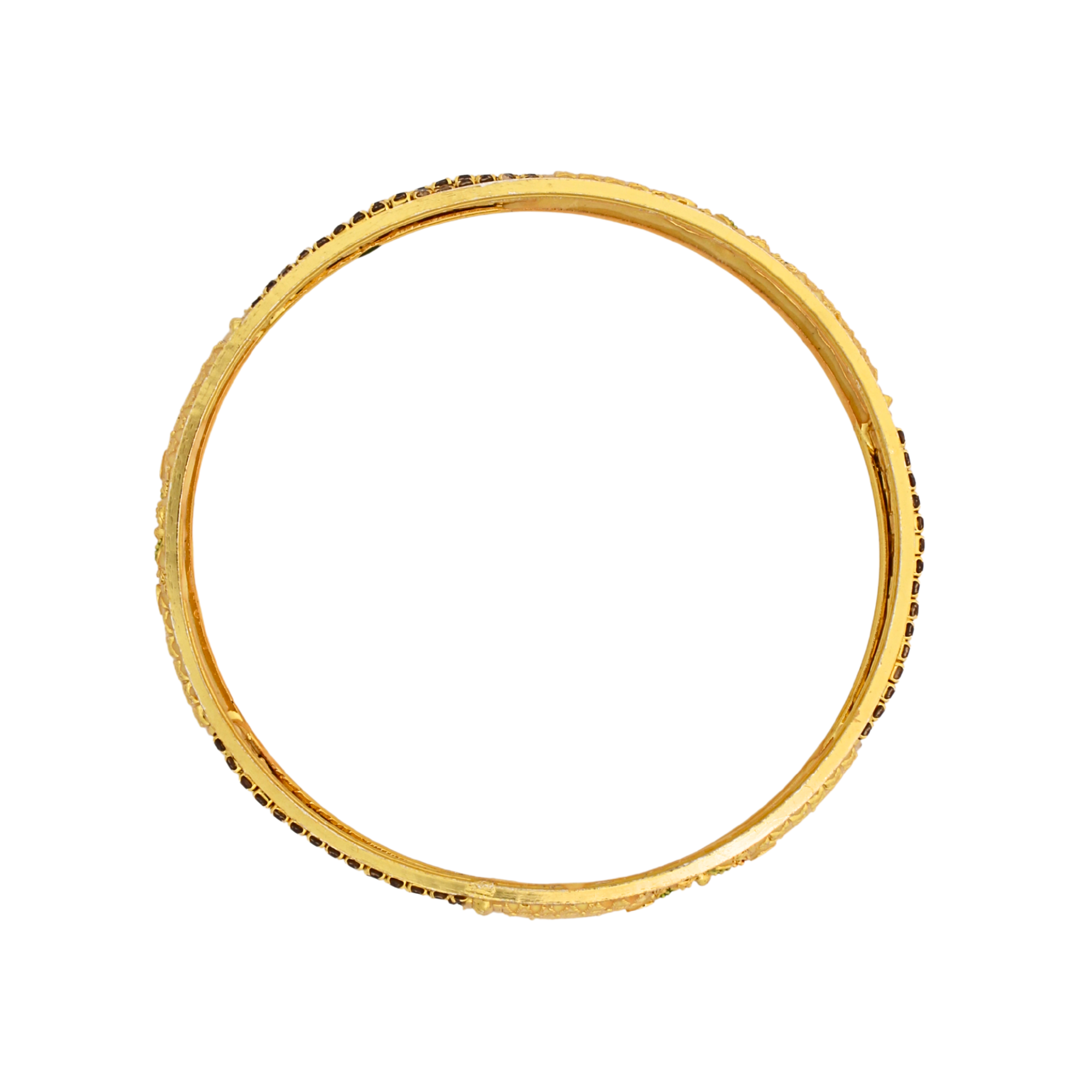 Antique Gold Plated Kada Bangles with Floral Design & Stone Work for Women