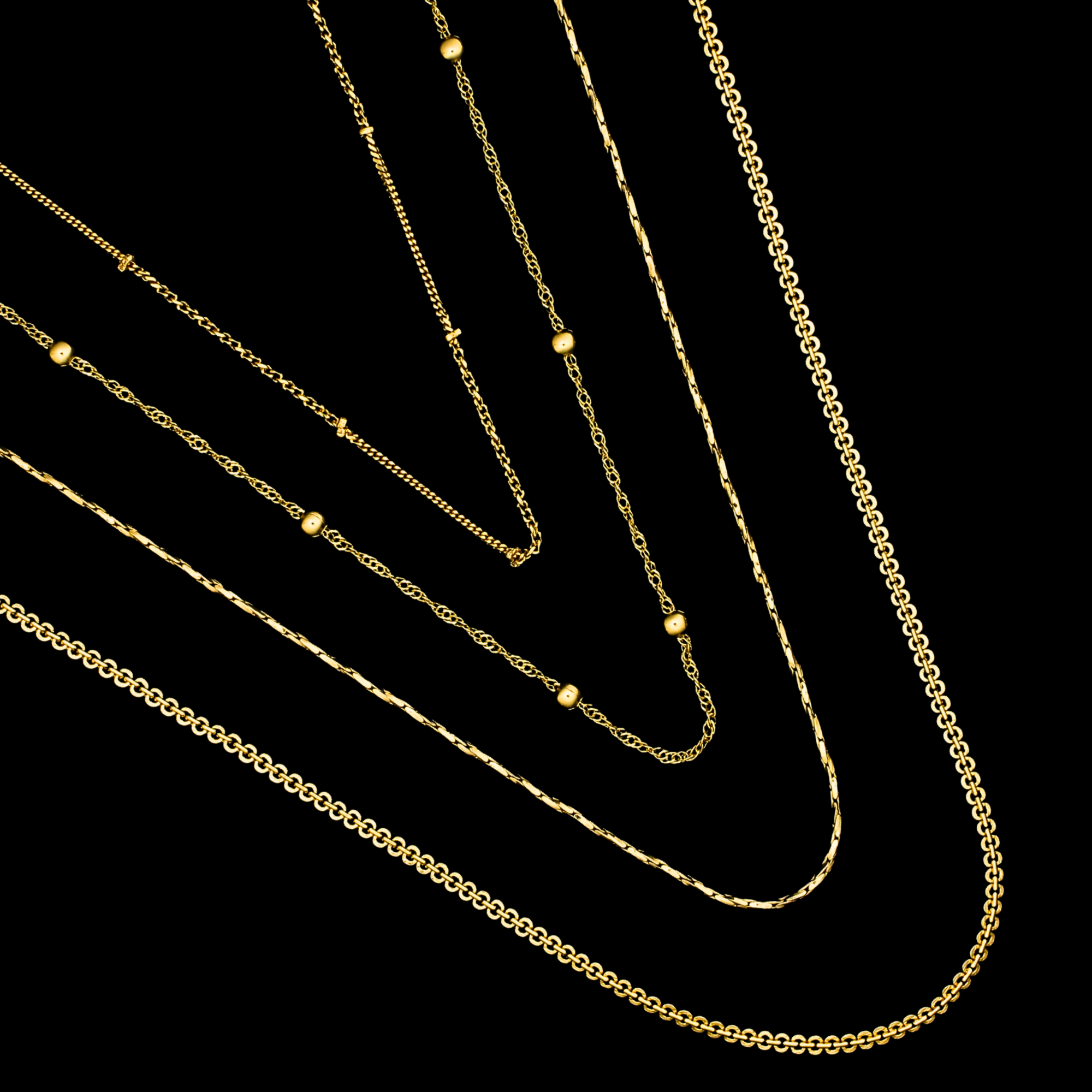 Combo of 4 Stylish Gold Plated Chains for Women & Girls – Lightweight Daily Wear Necklace Set