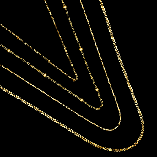 Combo of 4 Stylish Gold Plated Chains for Women & Girls – Lightweight Daily Wear Necklace Set