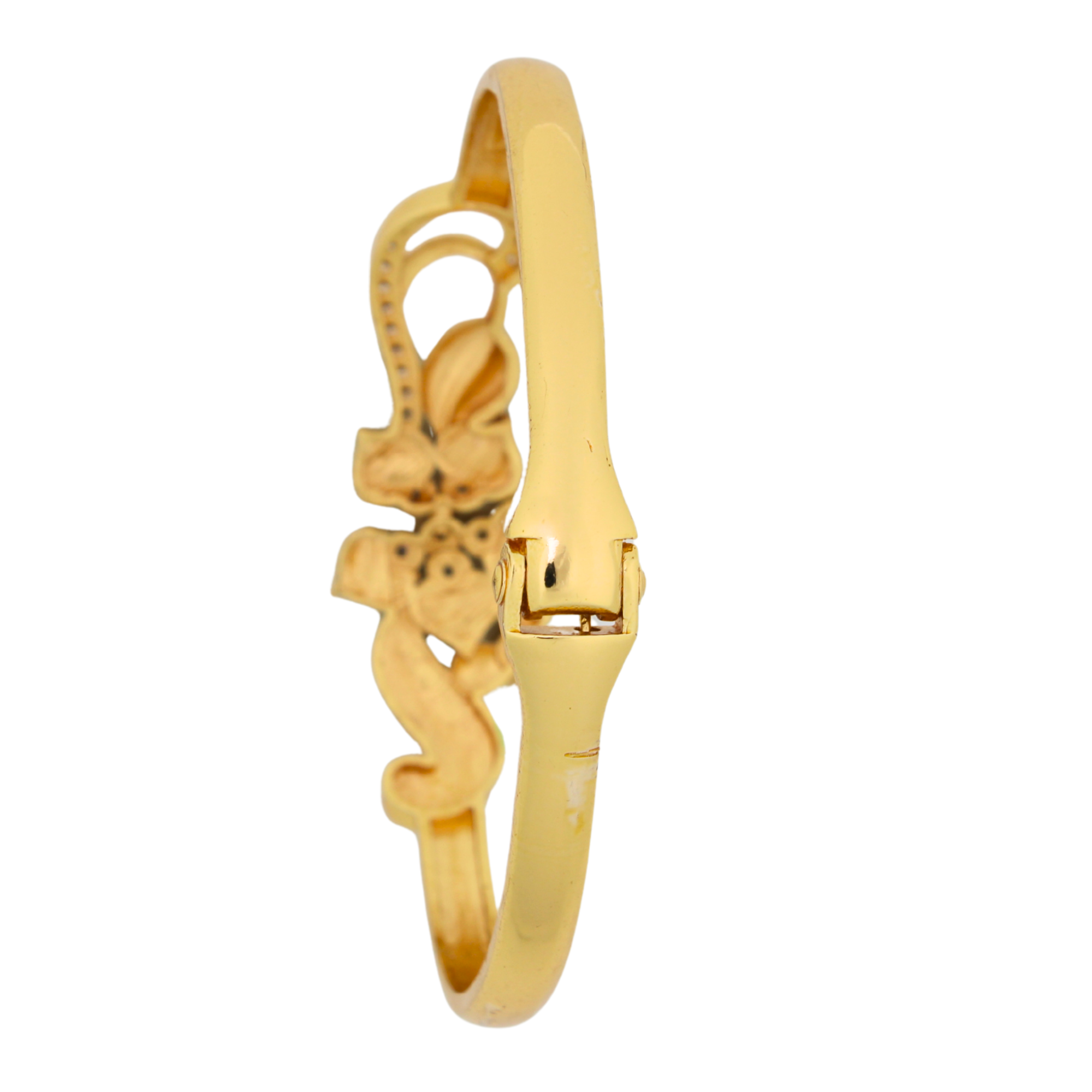 Gold Plated Enamel Peacock Floral Bangle Bracelet with Stone Detailing for Women & Girls