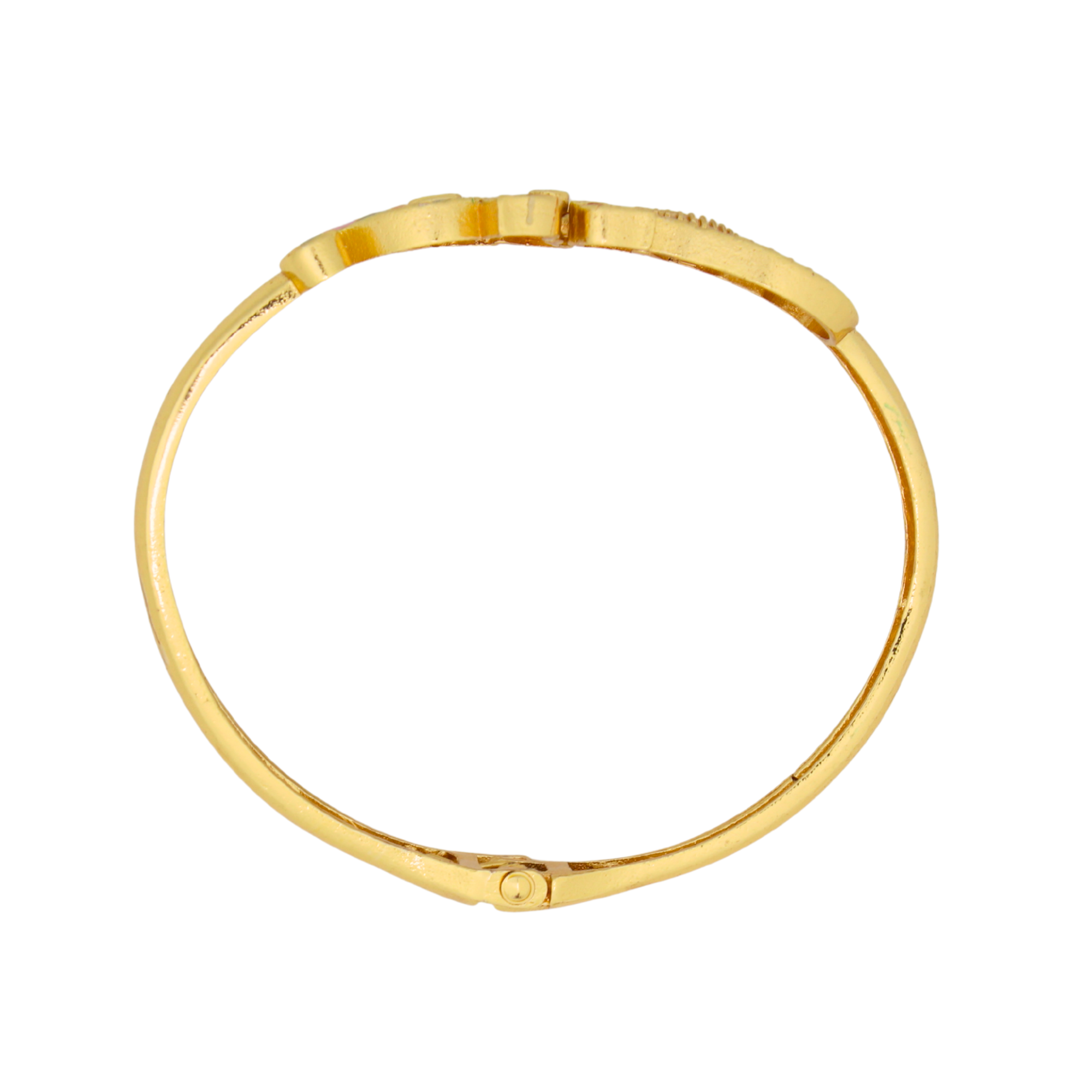 Gold Plated Enamel Peacock Floral Bangle Bracelet with Stone Detailing for Women & Girls