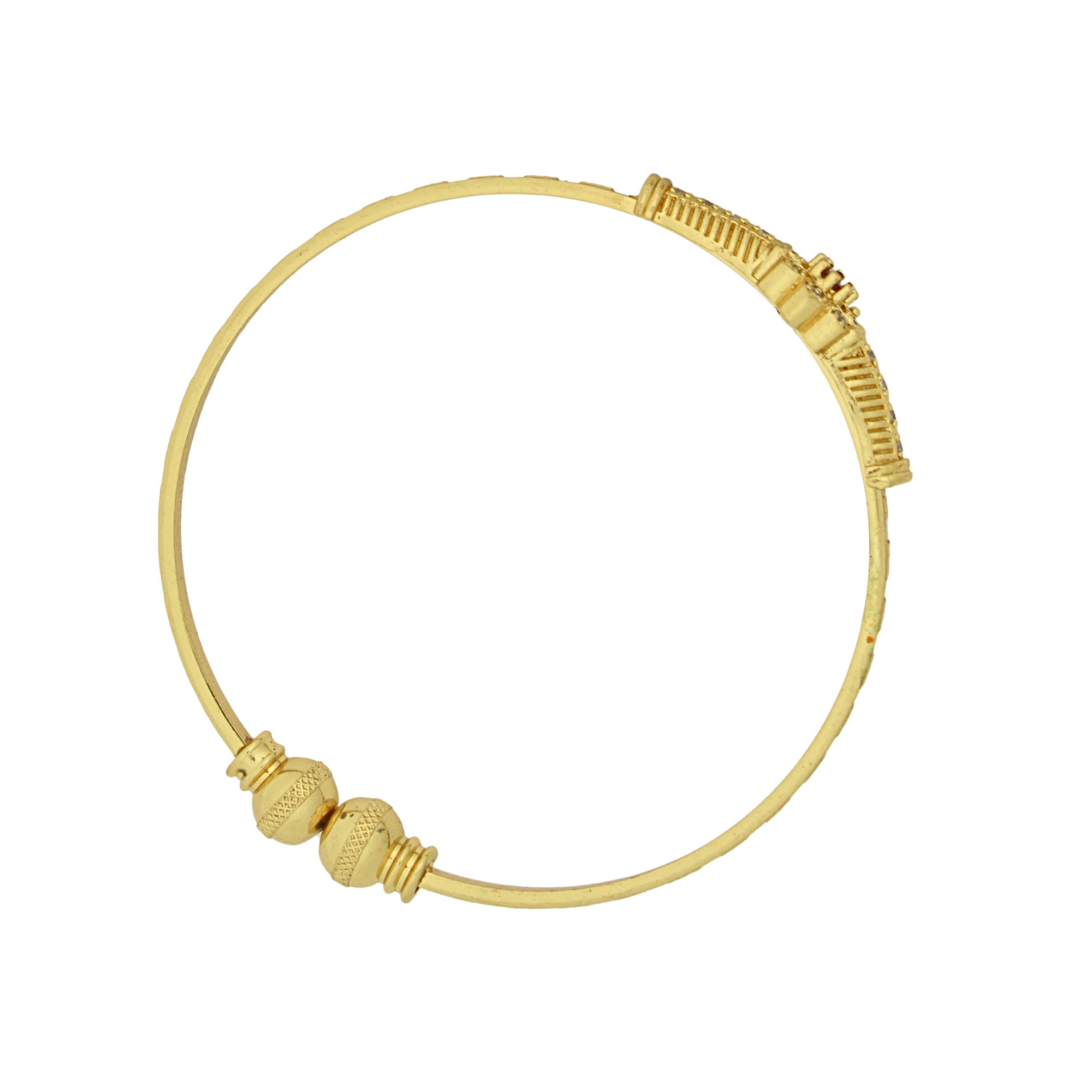 Gold Floral Bangles with Red Stone – Adjustable Size