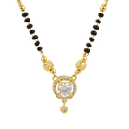 Classic Round Pendant Gold-Plated Mangalsutra with CZ Stones - BeMine