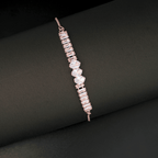 Crystal Arc Bracelet – Rose Gold Elegance with Adjustable Fit - BeMine
