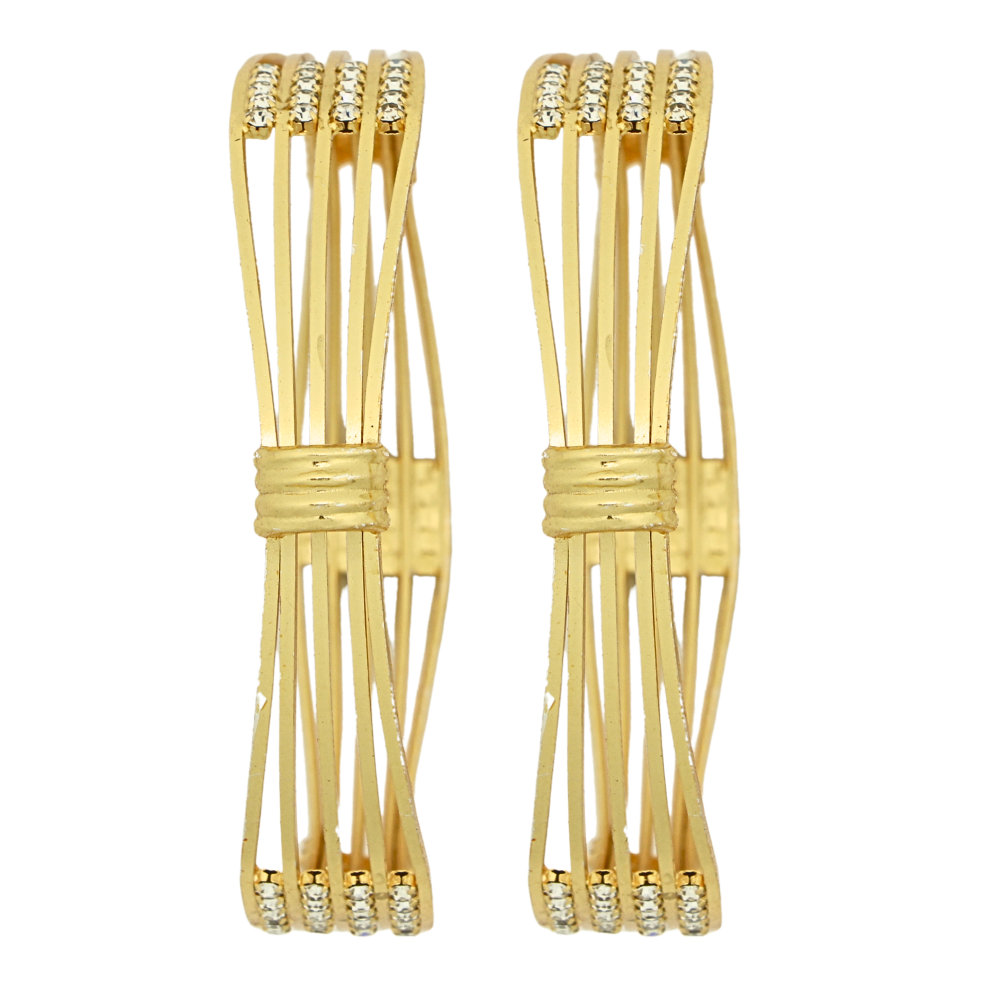 Elegant Crystal-Studded Gold Bangles for Women