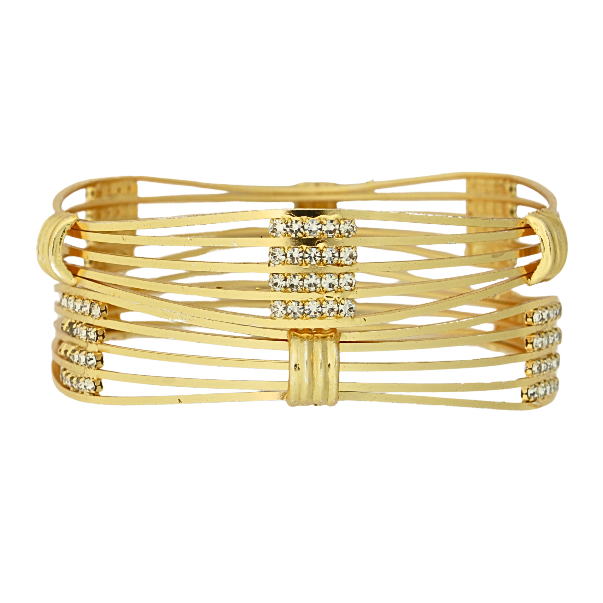 Elegant Crystal-Studded Gold Bangles for Women