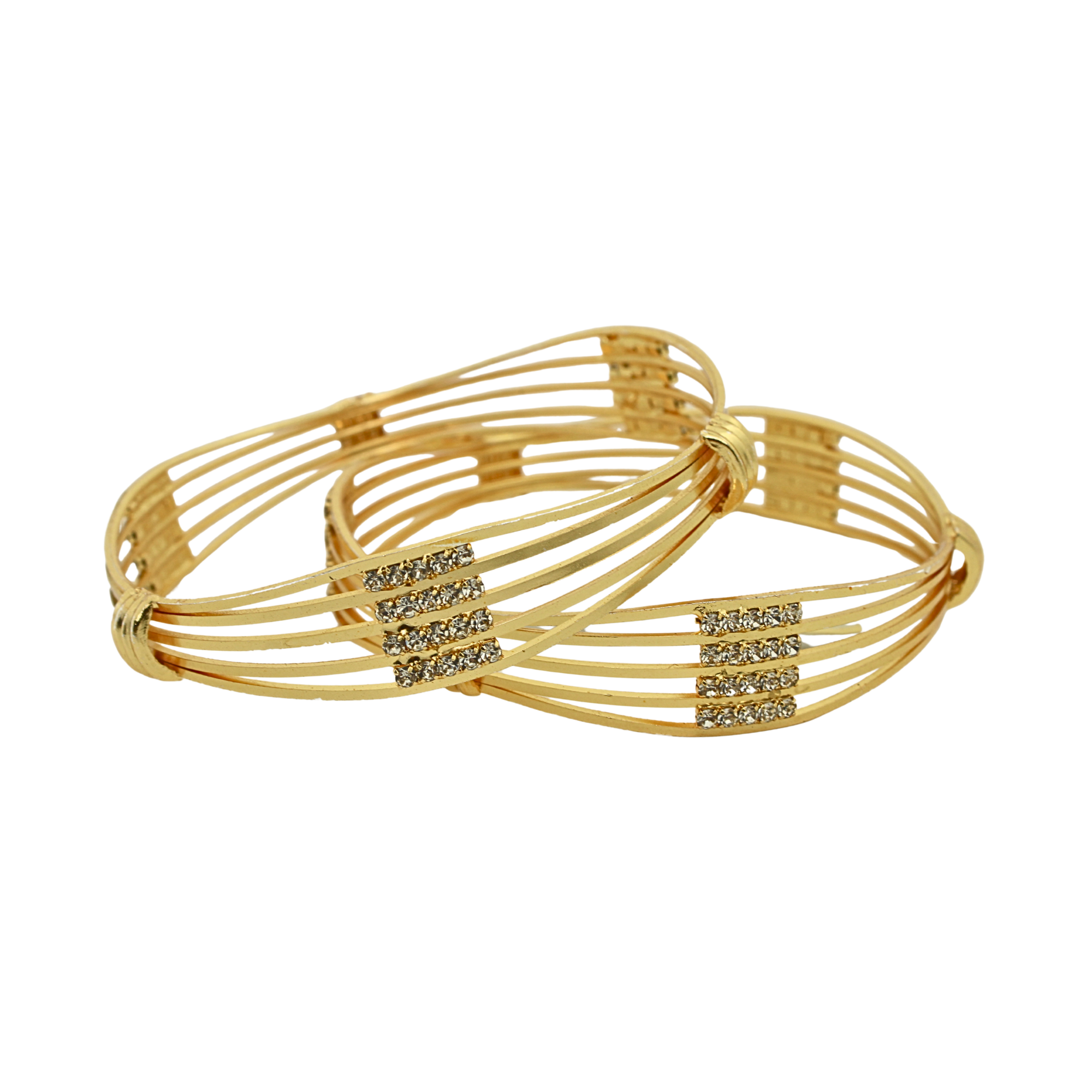 Elegant Crystal-Studded Gold Bangles for Women
