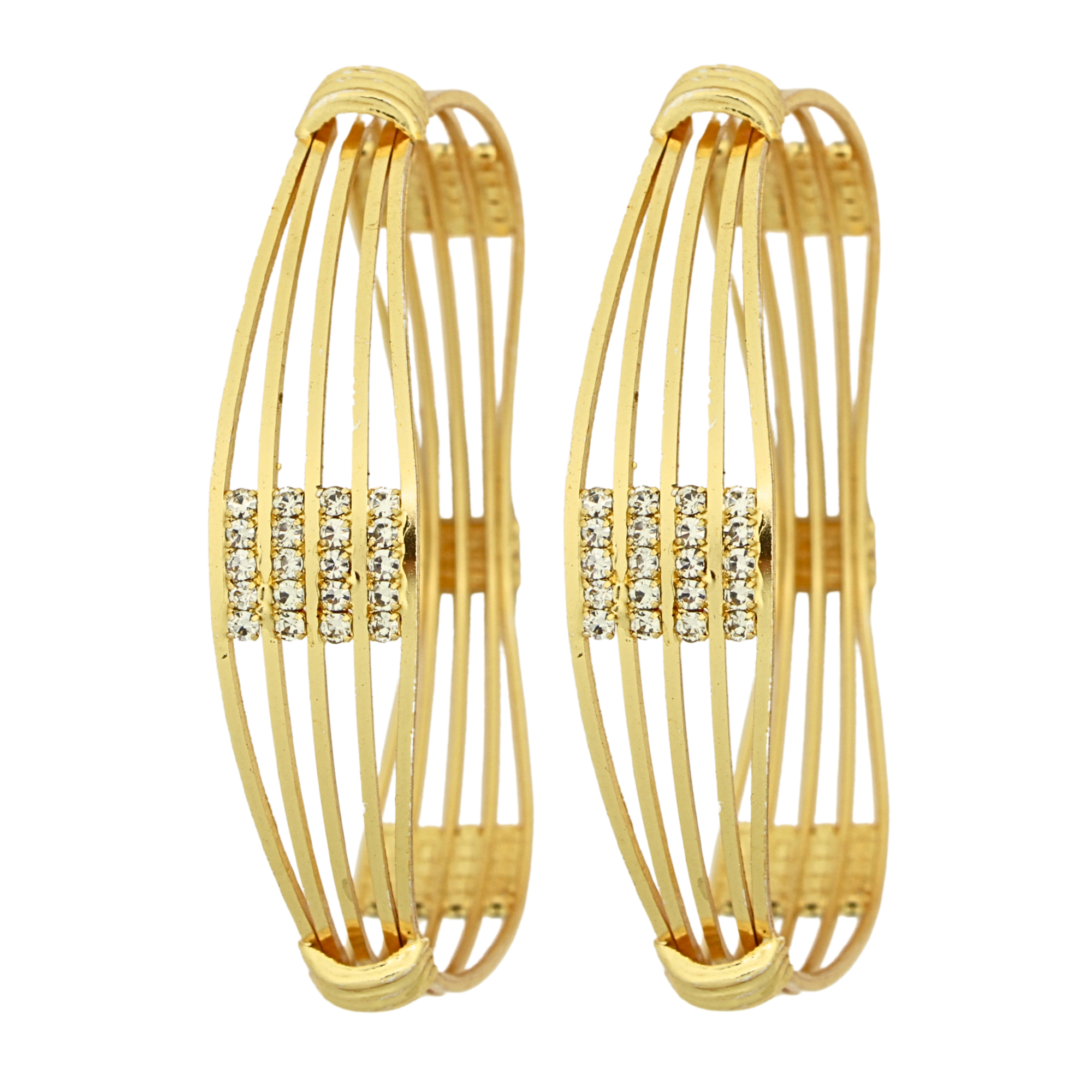 Elegant Crystal-Studded Gold Bangles for Women