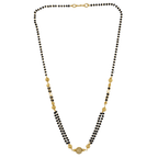 Dual-Strand Gold Beaded Mangalsutra with Studded Ball Centerpiece - BeMine