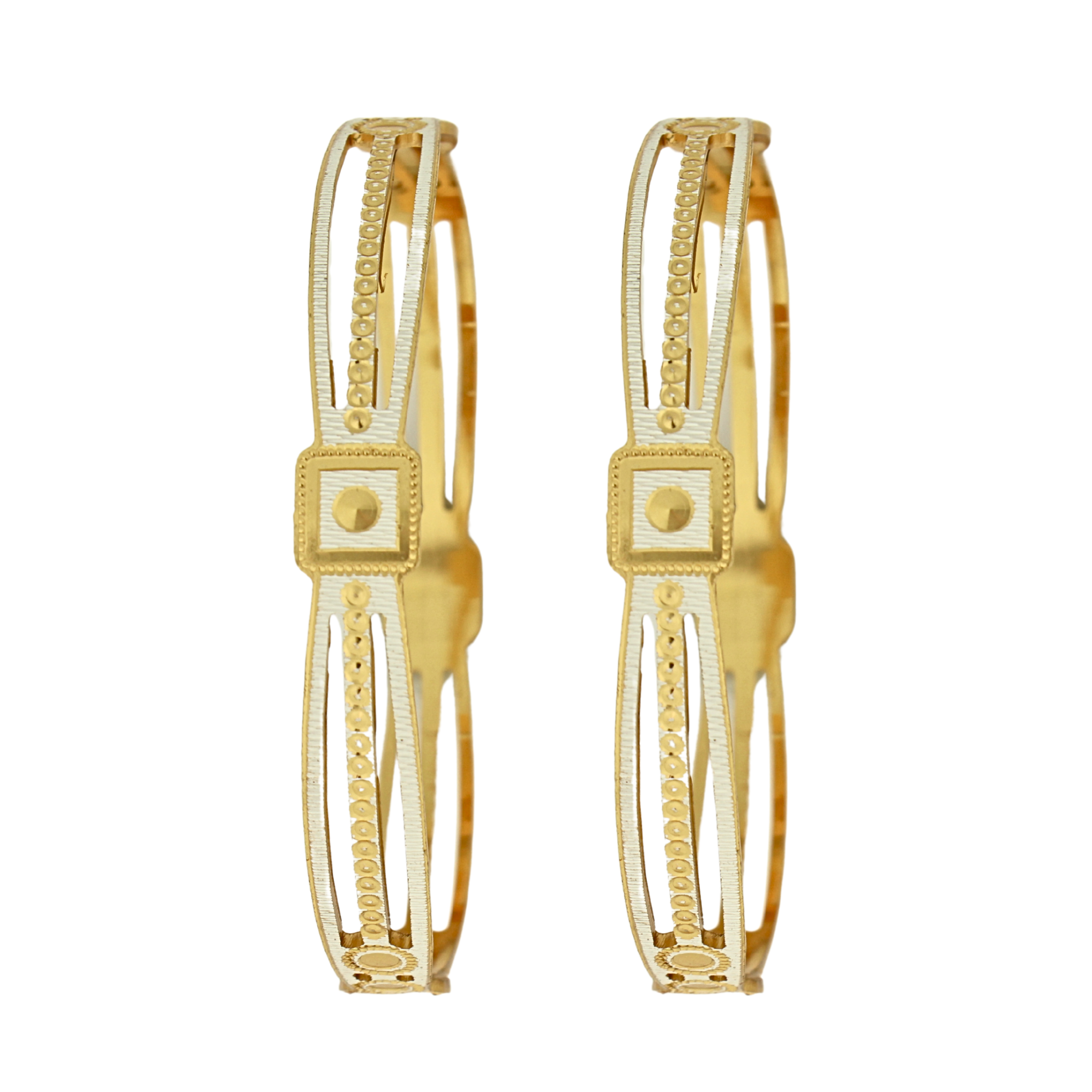 Elegant Dual-Tone Gold Bangles – Classic Pair