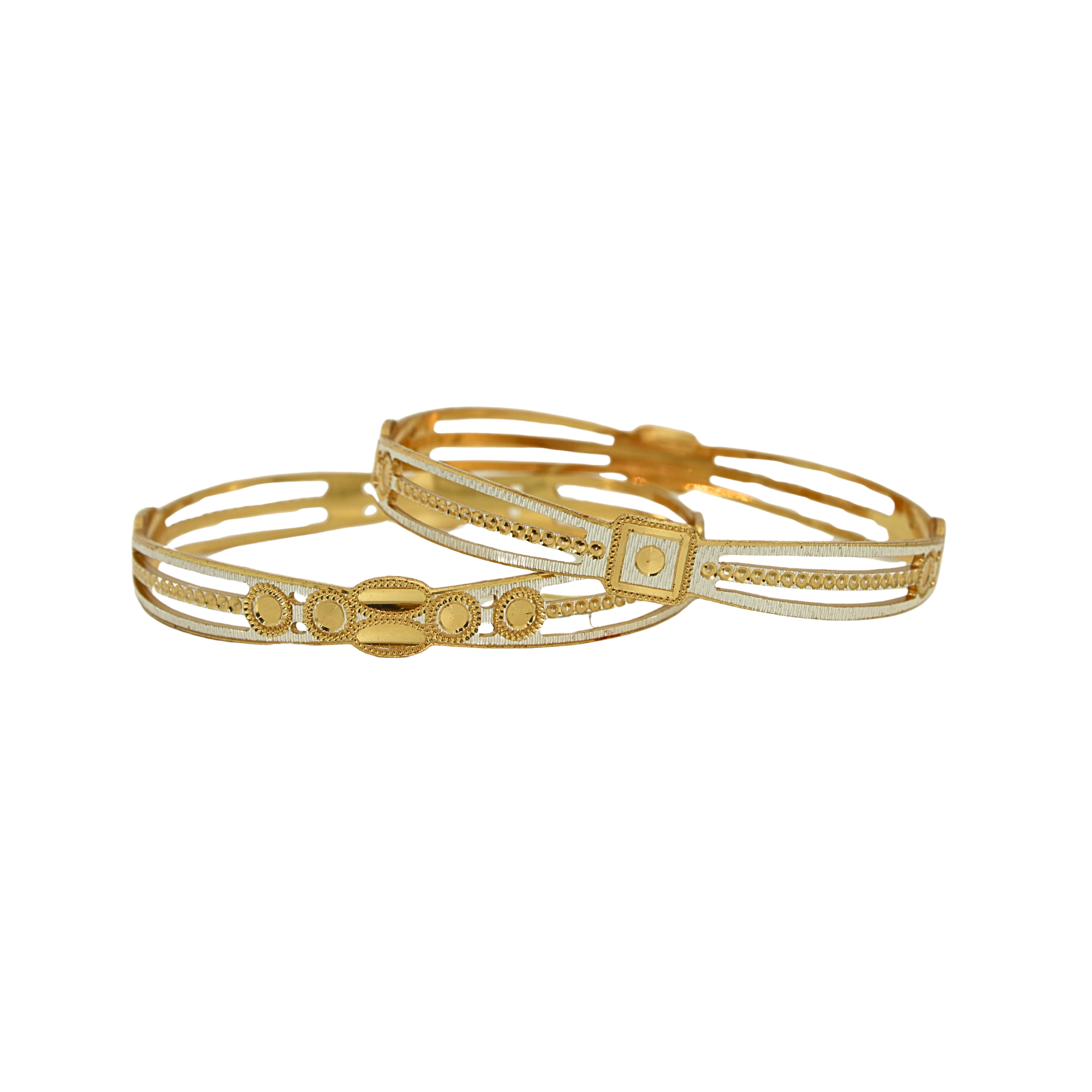 Elegant Dual-Tone Gold Bangles – Classic Pair