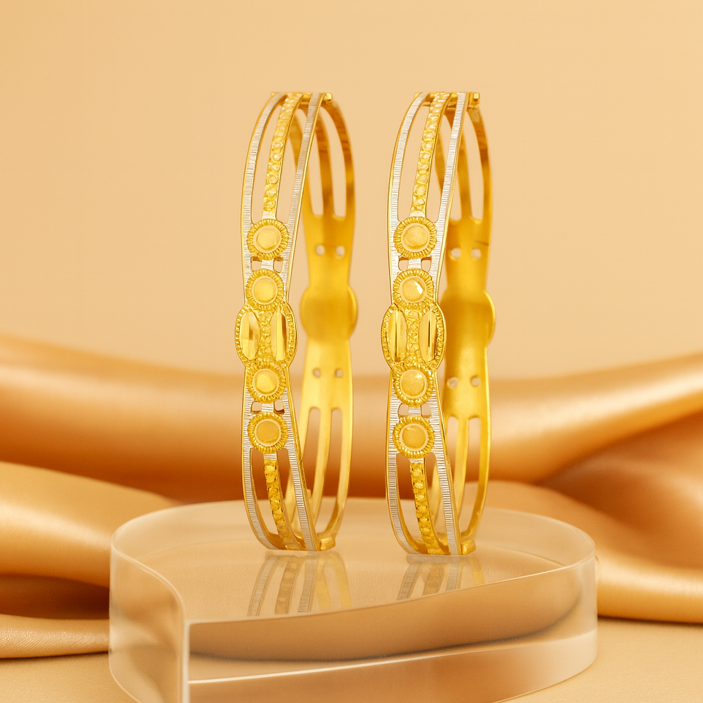 Elegant Dual-Tone Gold Bangles – Classic Pair
