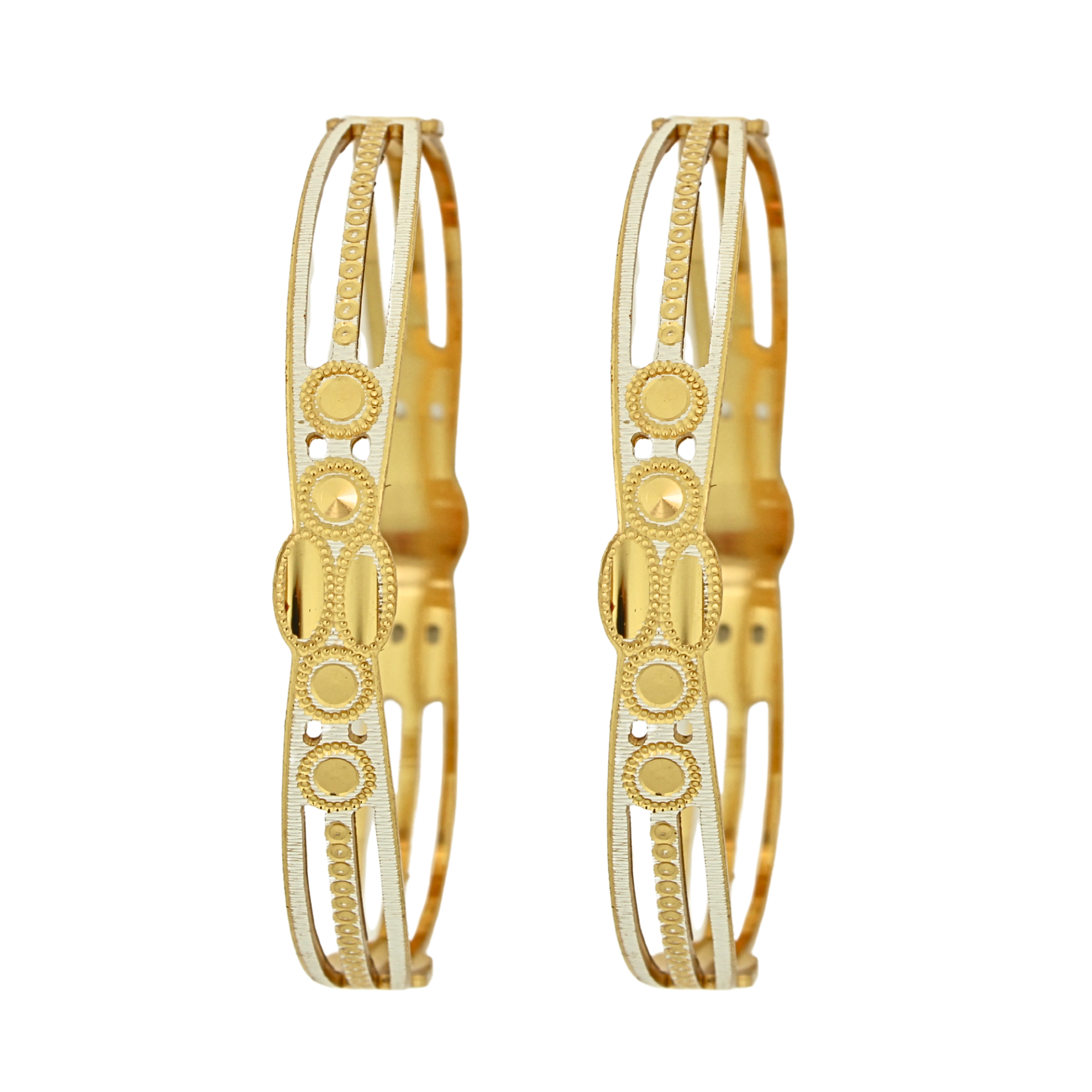 Elegant Dual-Tone Gold Bangles – Classic Pair
