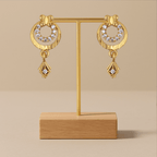 Elegant Butterfly-Inspired Circular Gold Earrings with Diamond Accents - BeMine