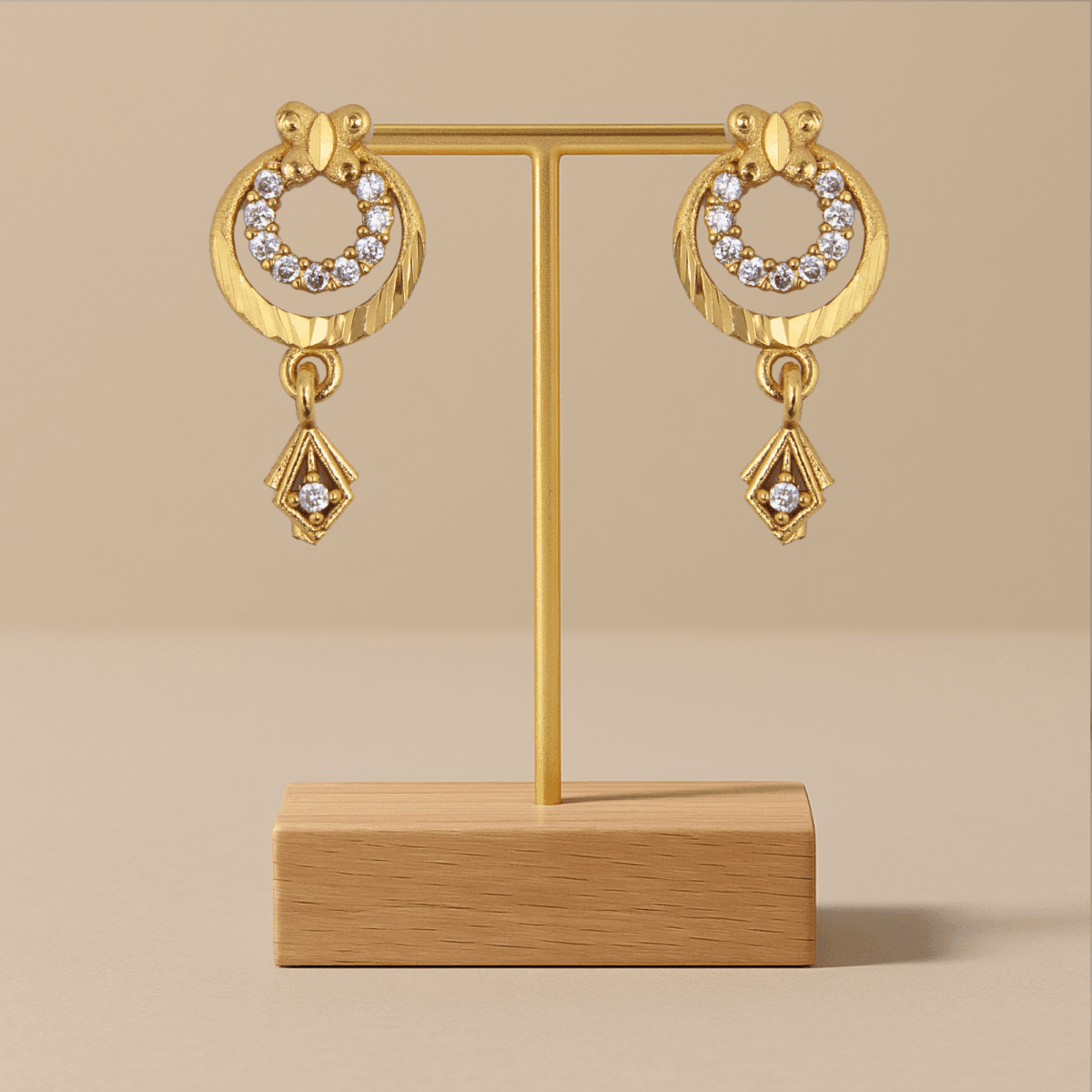 Elegant Butterfly-Inspired Circular Gold Earrings with Diamond Accents - BeMine