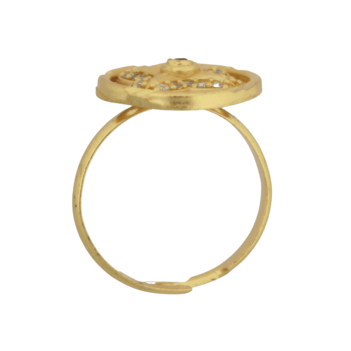 Elegant Gold-Plated Adjustable Ring for Women – Star Motif with Ruby & CZ Accents - BeMine