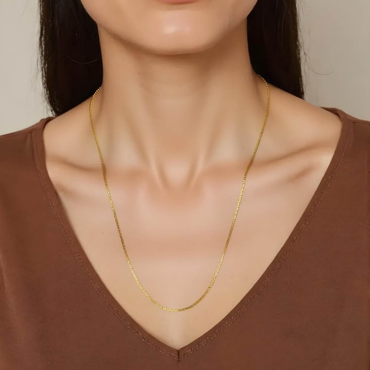 Elegant Gold-Plated Box Chain for Women | Lightweight Daily Wear Necklace - BeMine