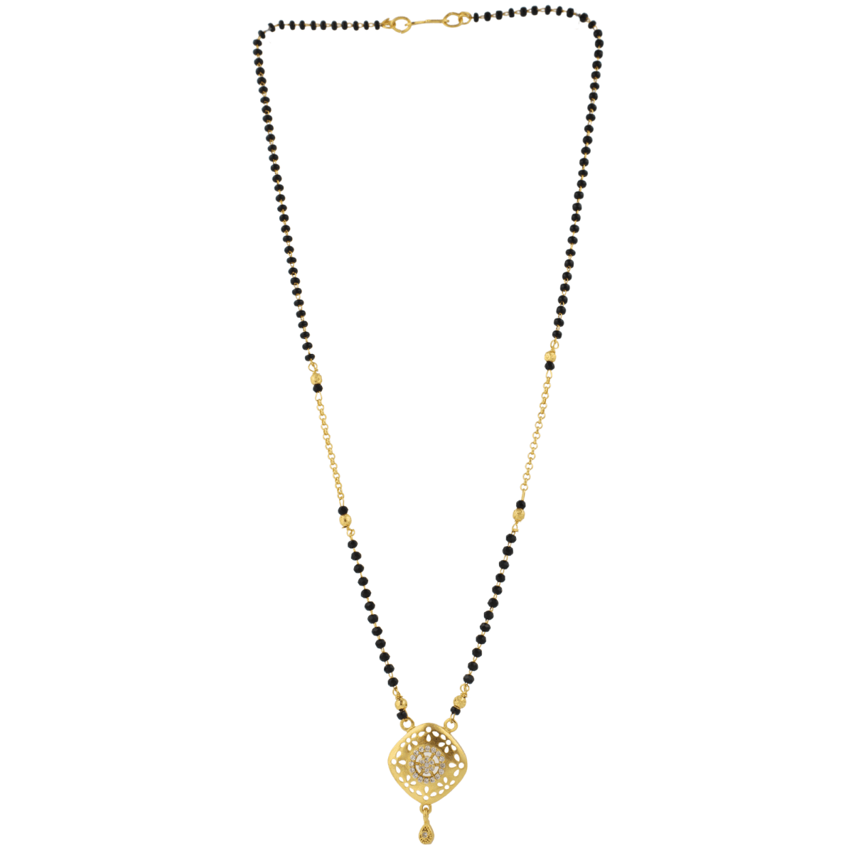 Elegant Gold-Toned Mangalsutra with Intricate Circular Pendant - BeMine