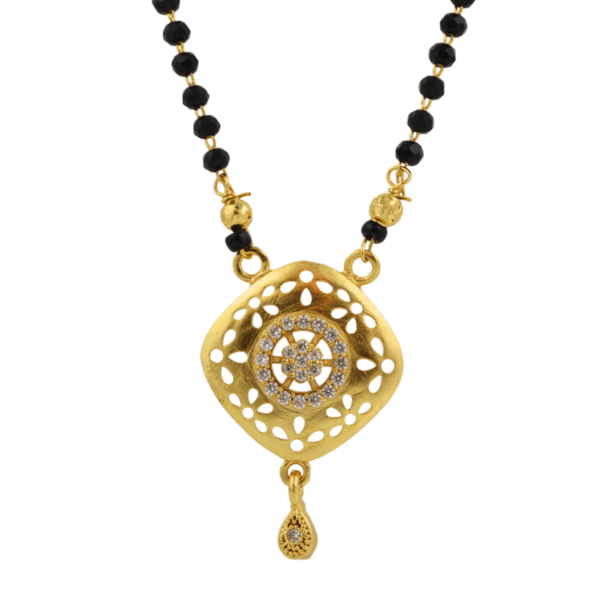 Elegant Gold-Toned Mangalsutra with Intricate Circular Pendant - BeMine