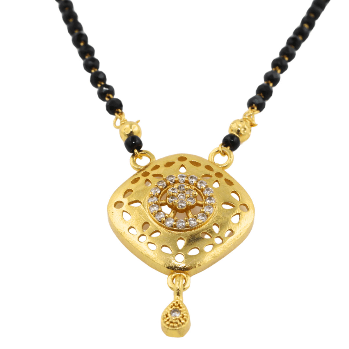 Elegant Gold-Toned Mangalsutra with Intricate Circular Pendant - BeMine