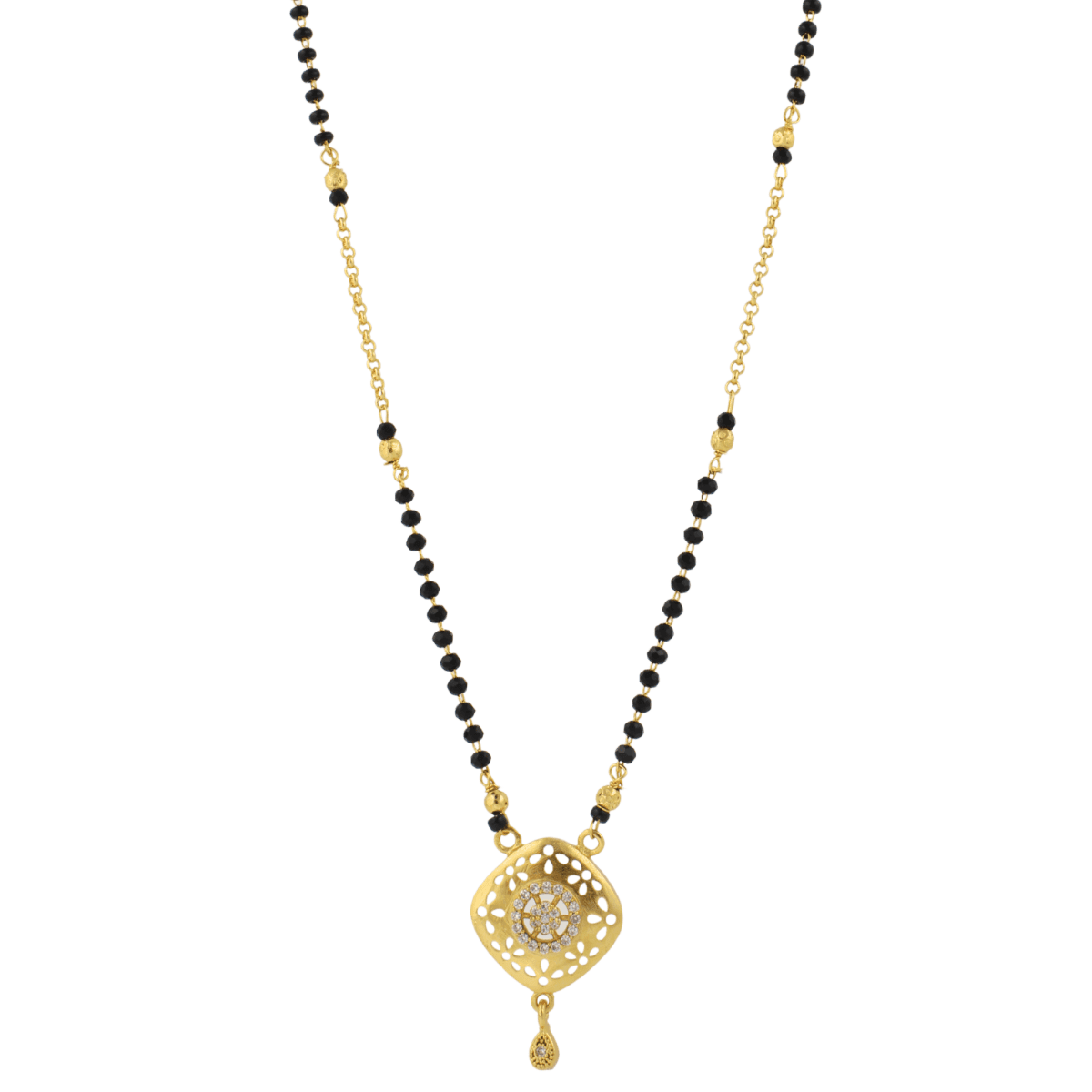 Elegant Gold-Toned Mangalsutra with Intricate Circular Pendant - BeMine