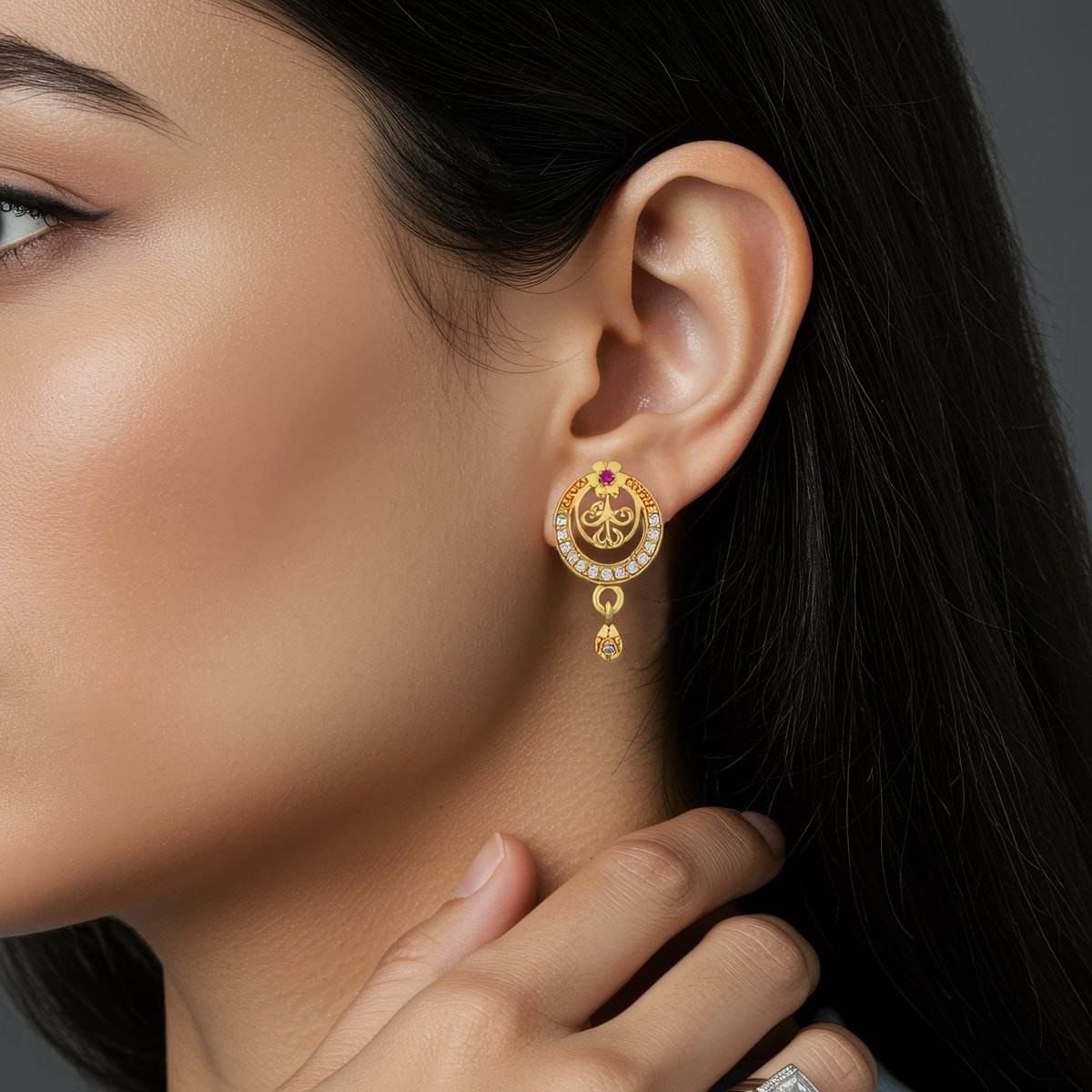 Floral Grace Gold Drop Earrings - BeMine