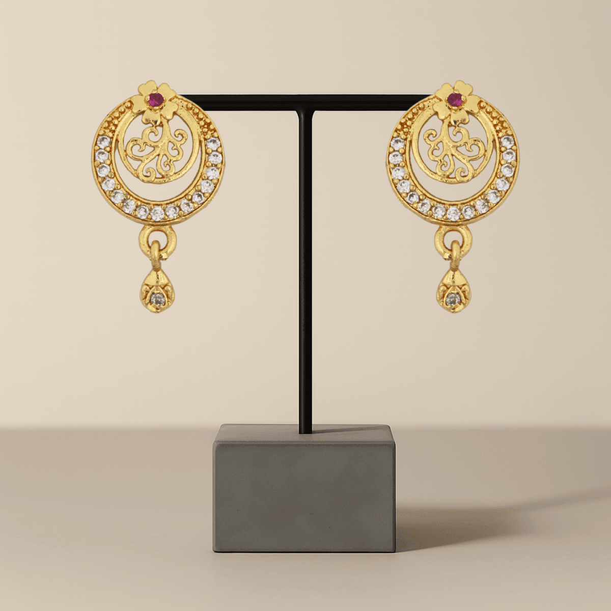Floral Grace Gold Drop Earrings - BeMine