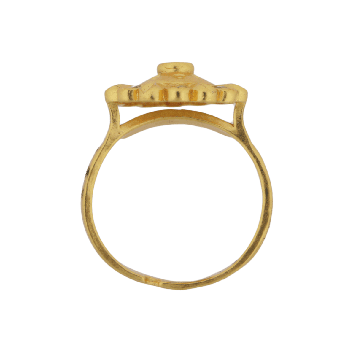Gold-Plated Adjustable Floral Ring with Ruby Center & CZ Petals - BeMine