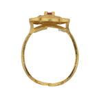 Gold-Plated Adjustable Petal Design Ring with Ruby Center & CZ Accents - BeMine