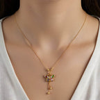 Gold-Plated Butterfly Pendant Chain with Multi-Colored Stones - BeMine
