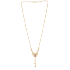 Gold-Plated Butterfly Pendant Necklace with Pink & CZ Stones - BeMine