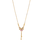 Gold-Plated Butterfly Pendant Necklace with Pink & CZ Stones - BeMine