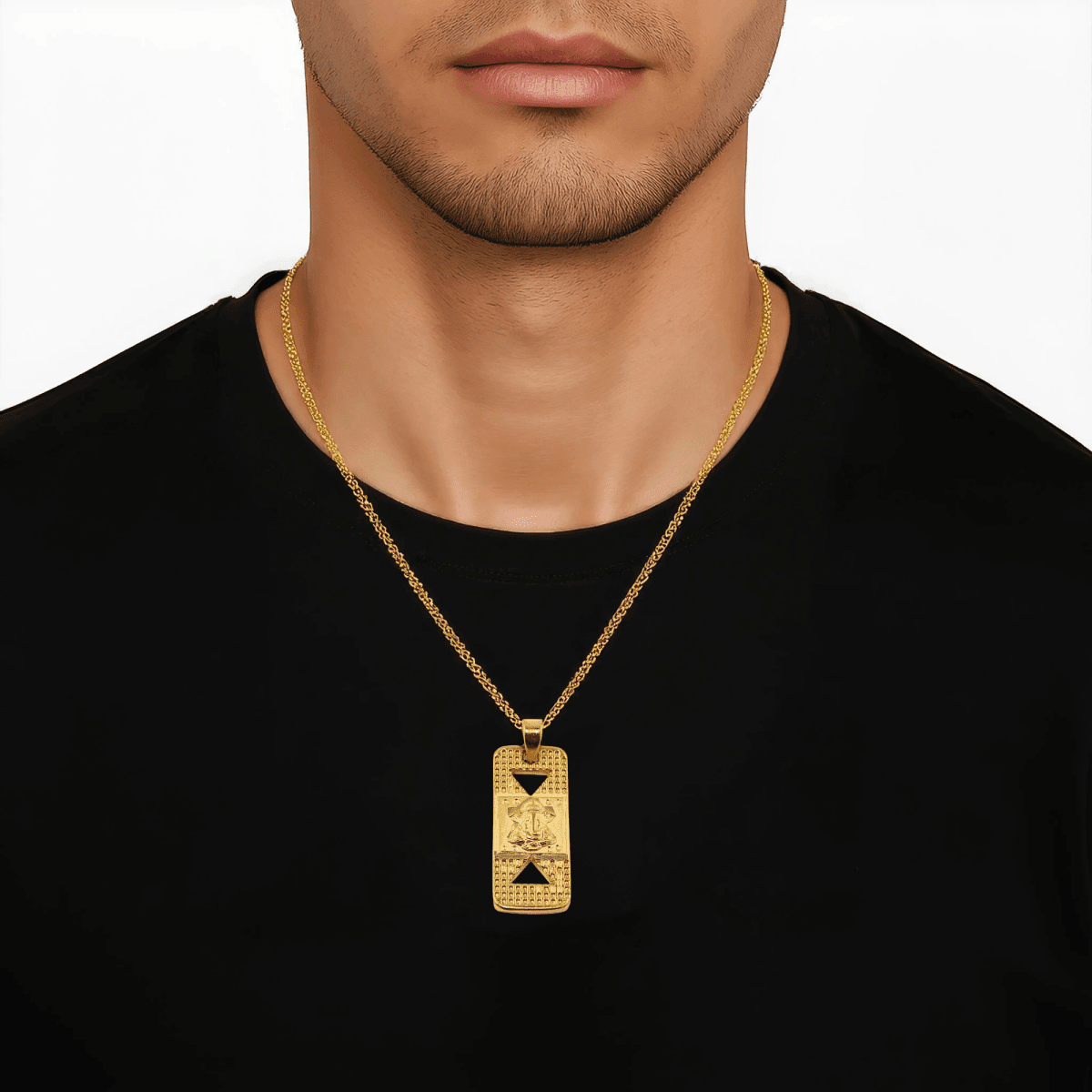 Gold-Plated Ganesh Pendant Necklace with Chain - BeMine