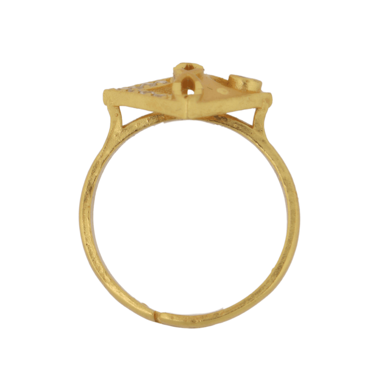 Gold-Plated Geometric Adjustable Ring with CZ Accents & Ruby Stone - BeMine