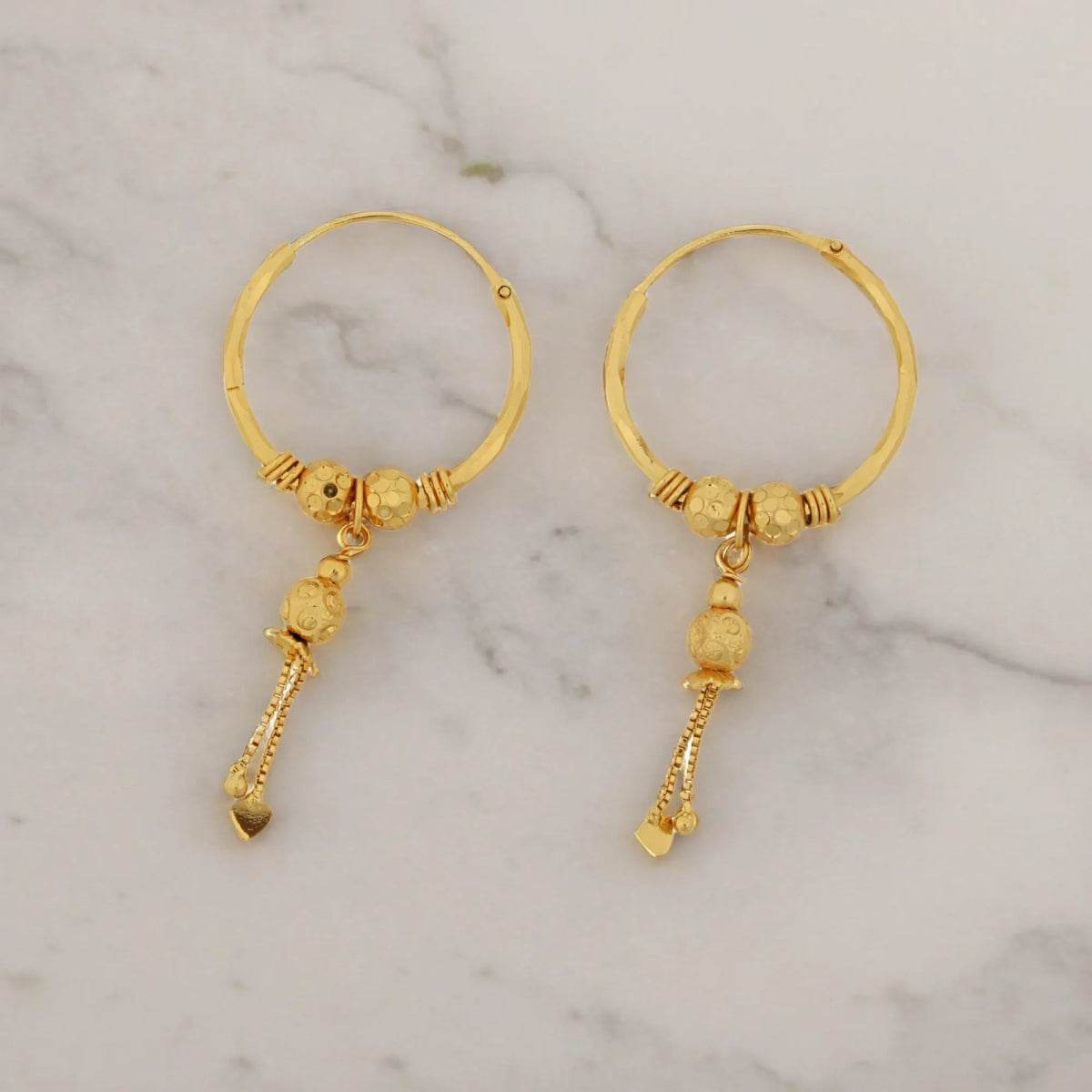 Gold-Plated Heart Drop Hoop Earrings for Women - BeMine