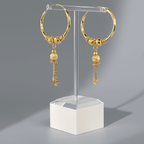 Gold-Plated Heart Drop Hoop Earrings for Women - BeMine