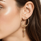 Gold-Plated Heart Drop Hoop Earrings for Women - BeMine