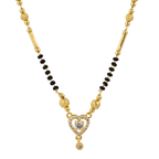 Gold-Plated Heart Pendant Mangalsutra with Double Layer CZ Design - BeMine