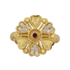Gold-Plated Heart Petal Ring with CZ Stones – Adjustable for Women - BeMine