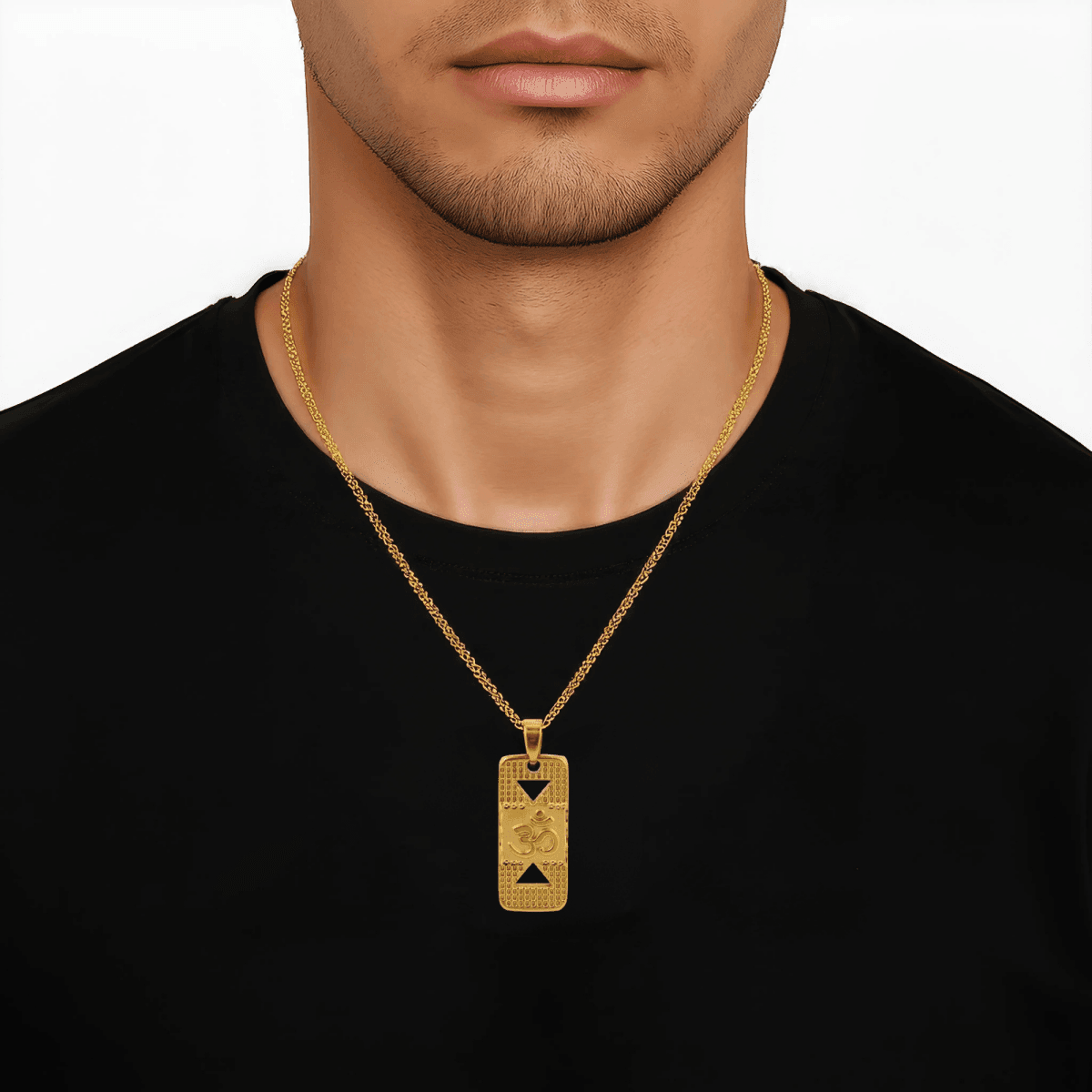 Gold-Plated Om Pendant Necklace with Chain – Spiritual Designer Jewelry - BeMine
