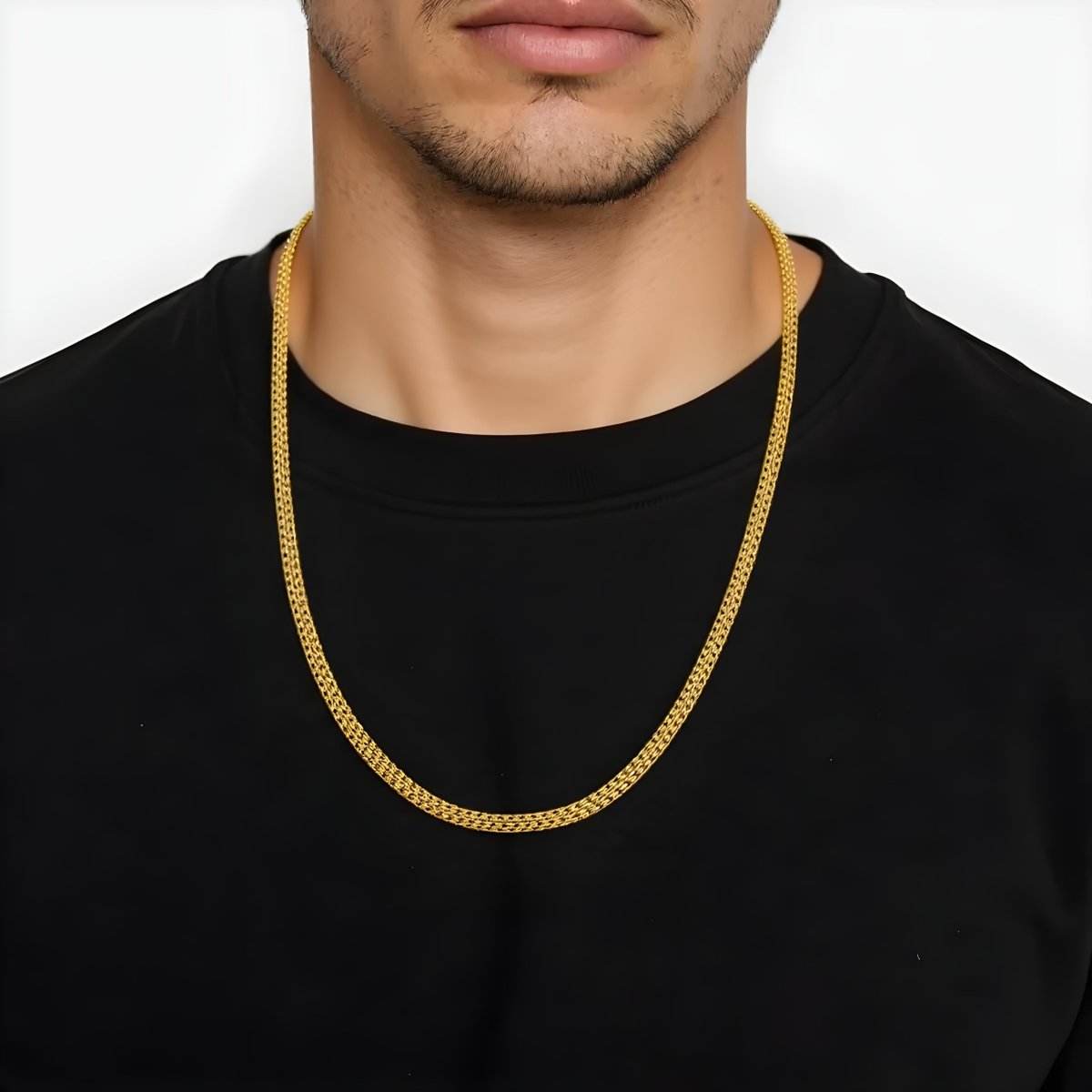 Gold-Plated Round Box Chain for Men & Women | Durable Daily Wear Chain - BeMine