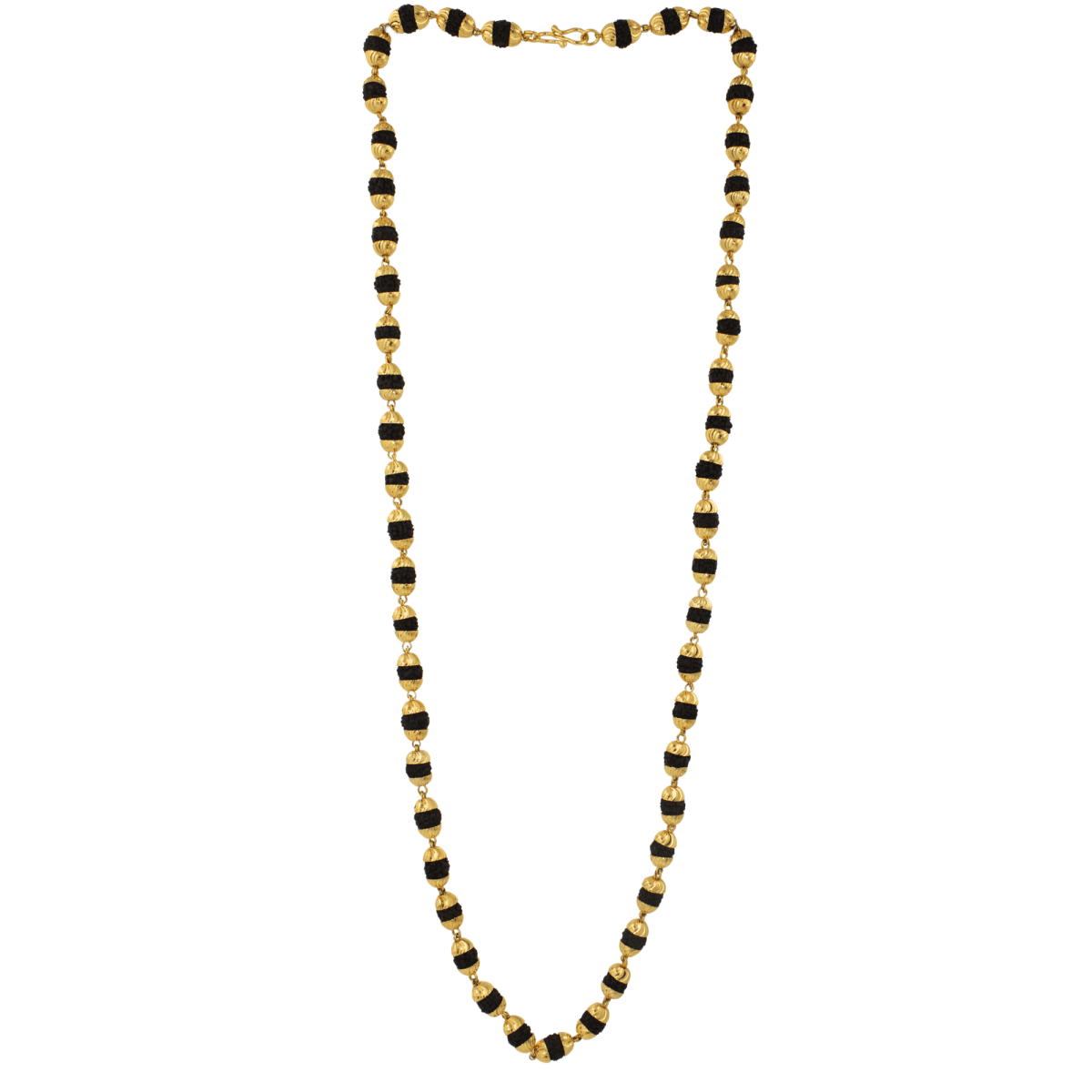 Gold-Plated Rudraksha Mala for Men | Traditional Black & Gold Beaded Necklace - BeMine