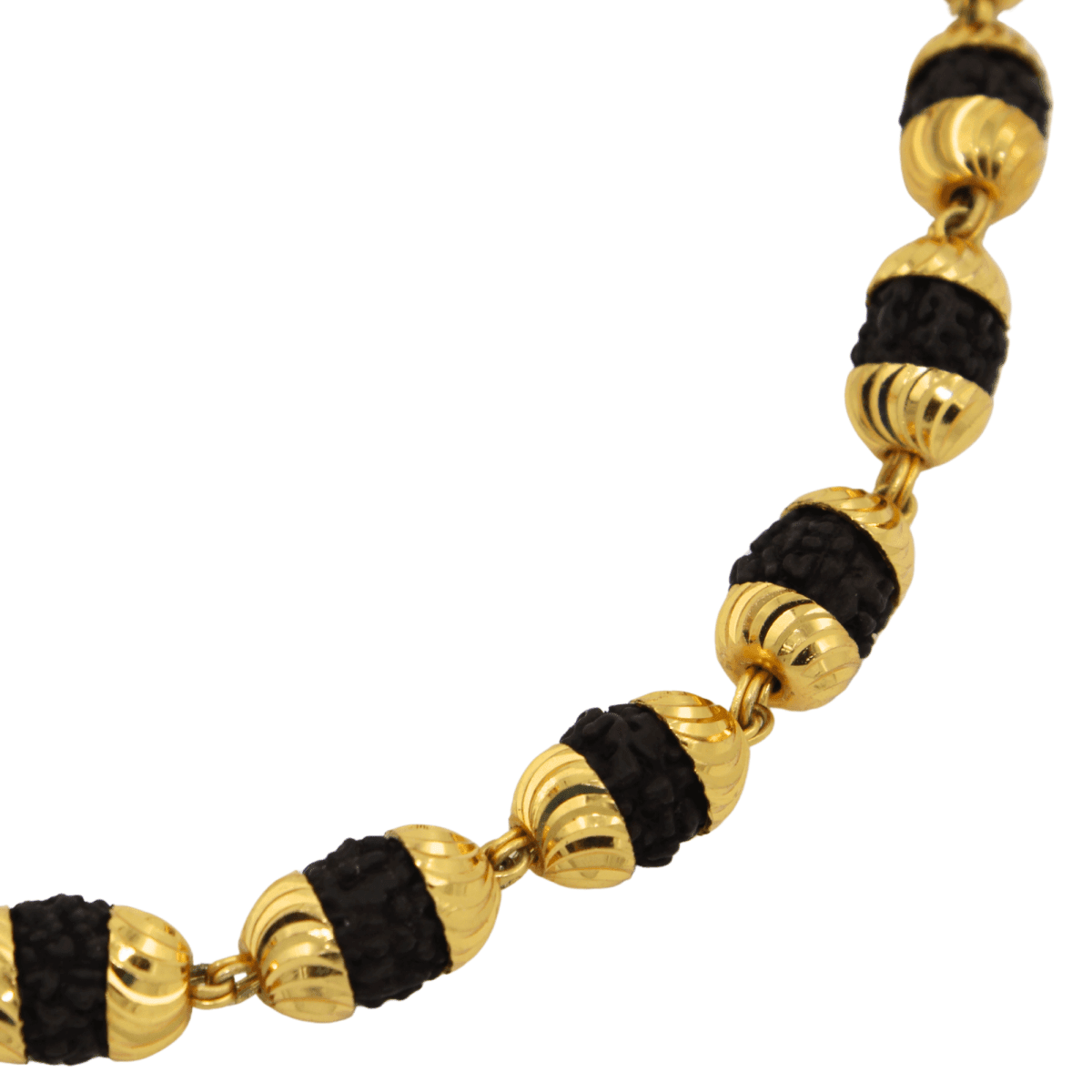 Gold-Plated Rudraksha Mala for Men | Traditional Black & Gold Beaded Necklace - BeMine