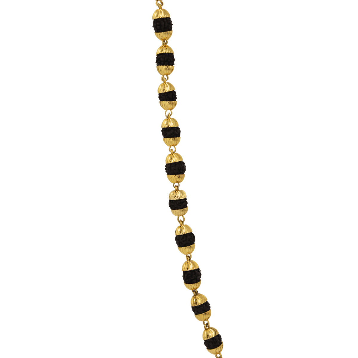 Gold-Plated Rudraksha Mala for Men | Traditional Black & Gold Beaded Necklace - BeMine