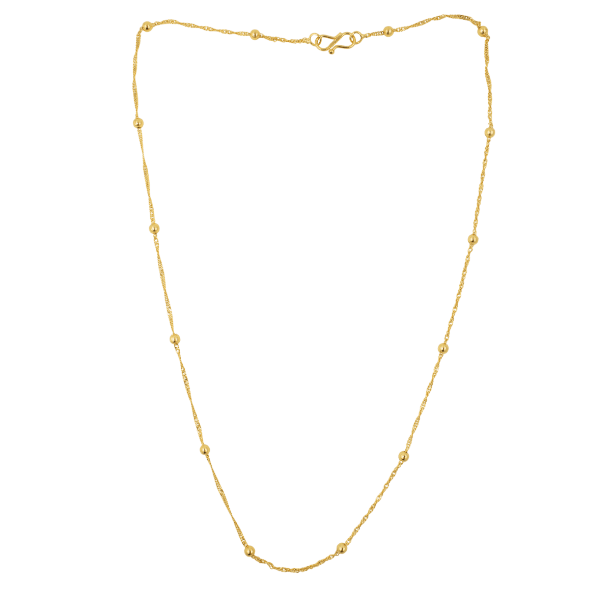 Gold-Plated Twisted Rope Chain with Spherical Beads | Lightweight Daily Wear Chain - BeMine