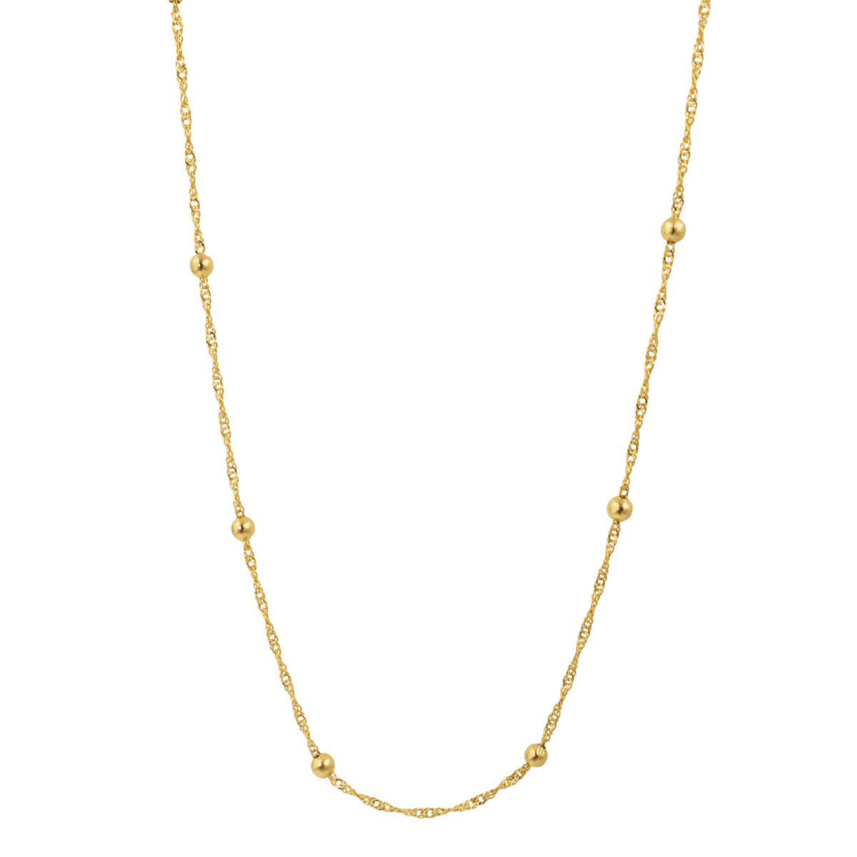Gold-Plated Twisted Rope Chain with Spherical Beads | Lightweight Daily Wear Chain - BeMine