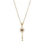 Gold-Tone Sunflower Pendant Necklace with Black & White CZ Stones - BeMine